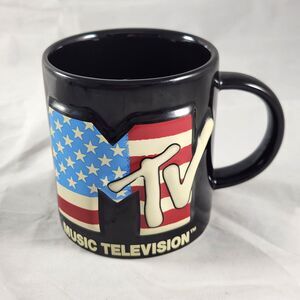 MTV Music Television Logo American Flag Black Coffee Mug 16oz 2017